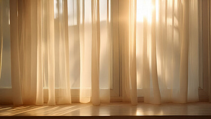 A photo of a warm, diffused glow of sunlight passing through window in a room, representing hope, warmth, and a positive mindset