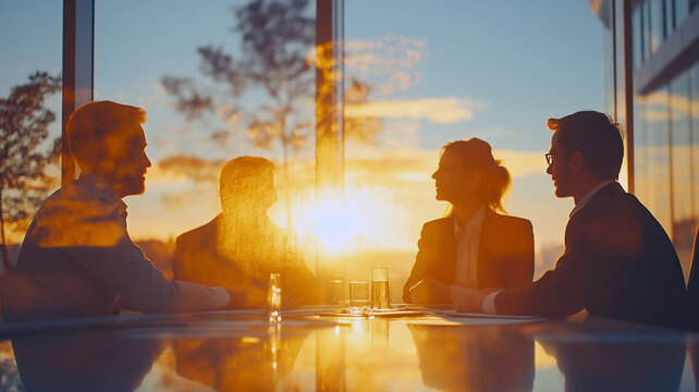 A collaborative team of business professionals working together in a modern office setting. This creates a dynamic, layered image ideal for corporate and teamwork-themed banner designs