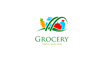 Creative Grocery Shopping Logo Design. Logo Concept for Brand, Business, Retail, Shop, Commerce, Store, Supermarket, and Many More.