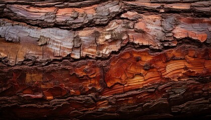 Fototapeta premium A weathered tree bark texture with peeling layers and organic grunge patterns.