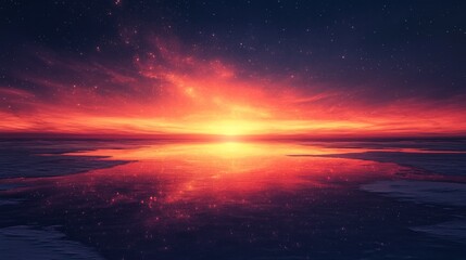 Fototapeta premium Vivid sunset reflecting in a serene body of water