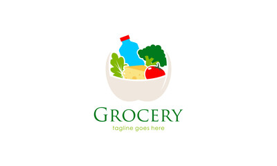 Creative Grocery Shopping Logo Design. Logo Concept for Brand, Business, Retail, Shop, Commerce, Store, Supermarket, and Many More.