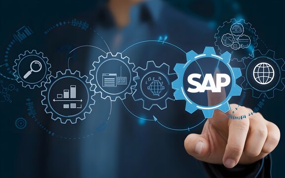 Innovative SAP Business Software System Technology Global Enterprise Solution Management Digital Transformation Modern Workflow Efficient Process Automation Data Analysis Strategic Planning Business  