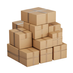 A stack of taped cardboard boxes.