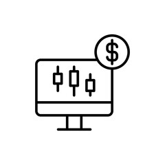 Online trading outline icons, minimalist vector illustration ,simple transparent graphic element .Isolated on white background