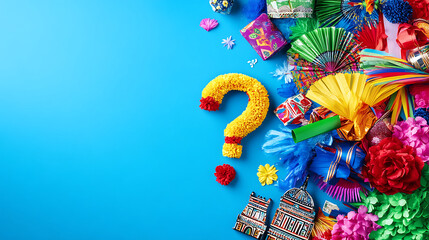 Colorful Hispanic Party Decorations with a Question Mark