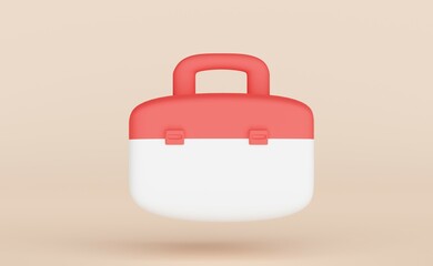 3d illustration. First aid kit, ambulance emergency box, medical help suitcase. Healthcare, emergency concept.