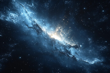 Fototapeta premium Cosmic Nebula: A celestial tapestry of swirling gas and dust, illuminated by a brilliant, radiant core, evokes a sense of awe and mystery in this breathtaking nebula image. 