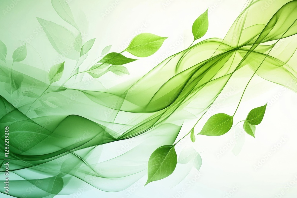 Leinwandbilder green abstract background with flowing leaves and gentle curves creating a serene atmosphere. genera