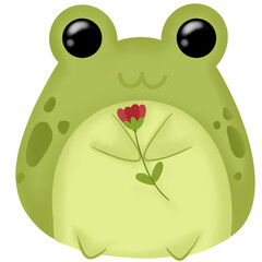 Frog with flower.