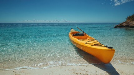 Serene Kayak on a Tropical Beach: A Picturesque Summer Day