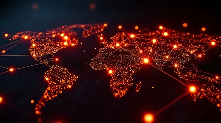 Global Networking and International Communication – Connected World Map with Data and Flight Routes, 5G connectivity, global network of digital technology, world map with lines, planet data