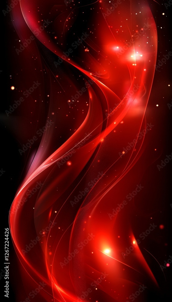 Poster abstract vibrant red background, dynamic lines with gradient effect, bright, clear and sharp details