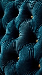 Deep teal tufted velvet upholstery detail, ideal for furniture or interior design projects