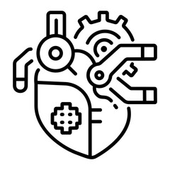 Artificial heart icon in linear style 