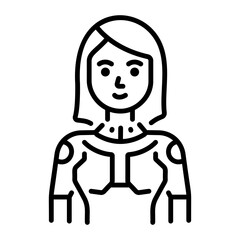 A line style icon of cyberpunk girl 