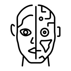Human robot icon in linear style 