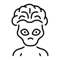 Alien mind icon in linear style 