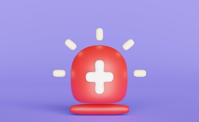 Obraz premium 3d illustration. Red Emergency siren icon with exclamation point symbol in flat style.