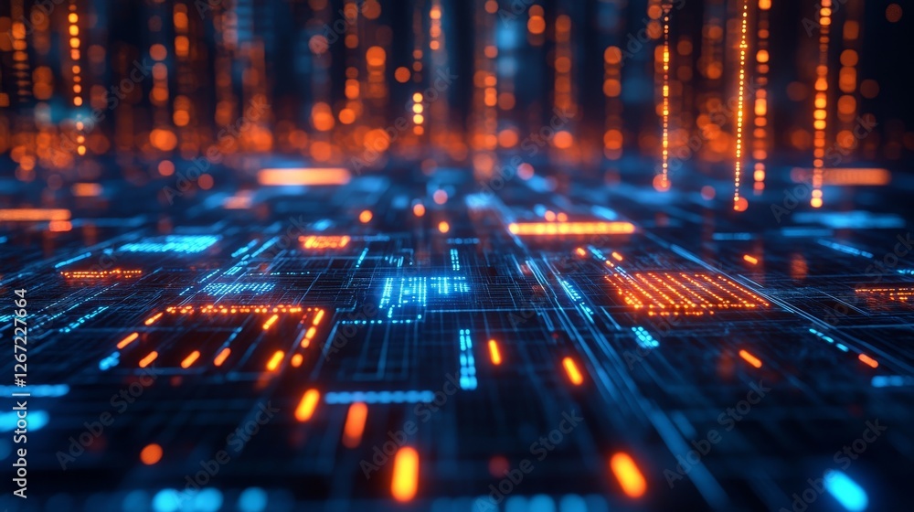 Aufkleber abstract depiction of a futuristic computer circuit board design