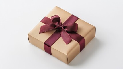 Obraz premium A small, rectangular jewelry gift box wrapped in luxurious satin ribbon.