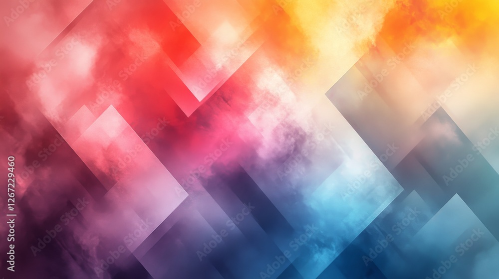 Poster abstract geometric background with vibrant color gradient and smoky texture