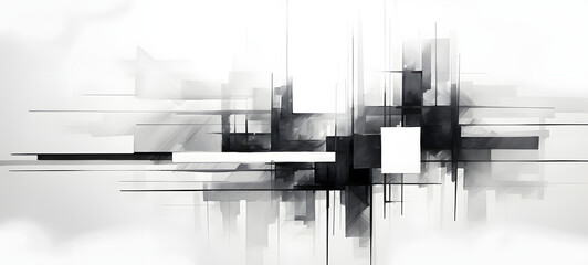 Fototapeta premium abstract fragmented shapes black and white, ai generative
