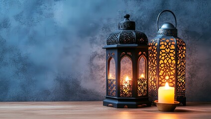 Illuminated Ramadan Lanterns Festive Candles Glow in Elegant Moroccan Design