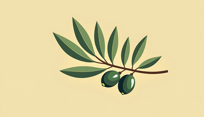 Olive branch with green olives on light background