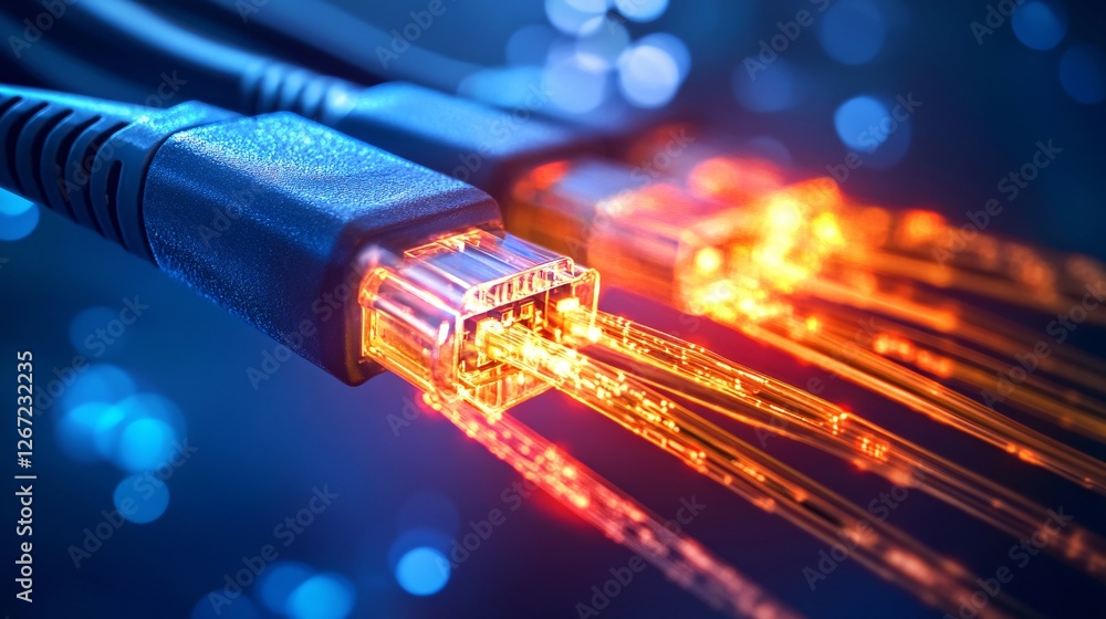 Aufkleber high speed network fiber optic cables digital technology connection internet data transfer powerful 