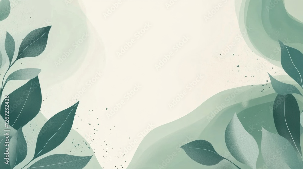 Poster green leaves create a calming backdrop for a creative design or botanical theme in a soft abstract s