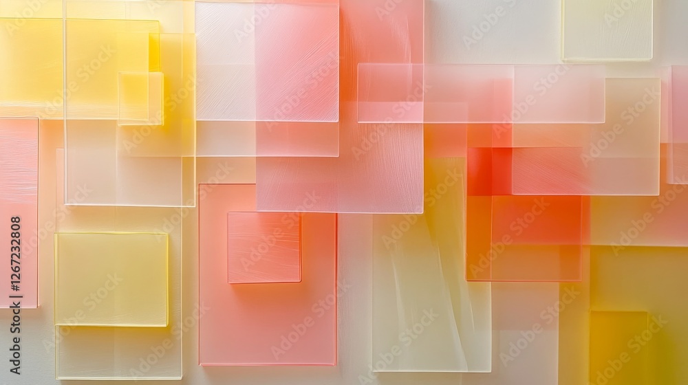 Poster overlapping translucent rectangles create an abstract background of soft colors