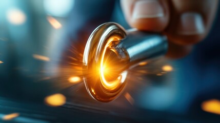 Glowing Circular Metal Tool Sparks Close Up