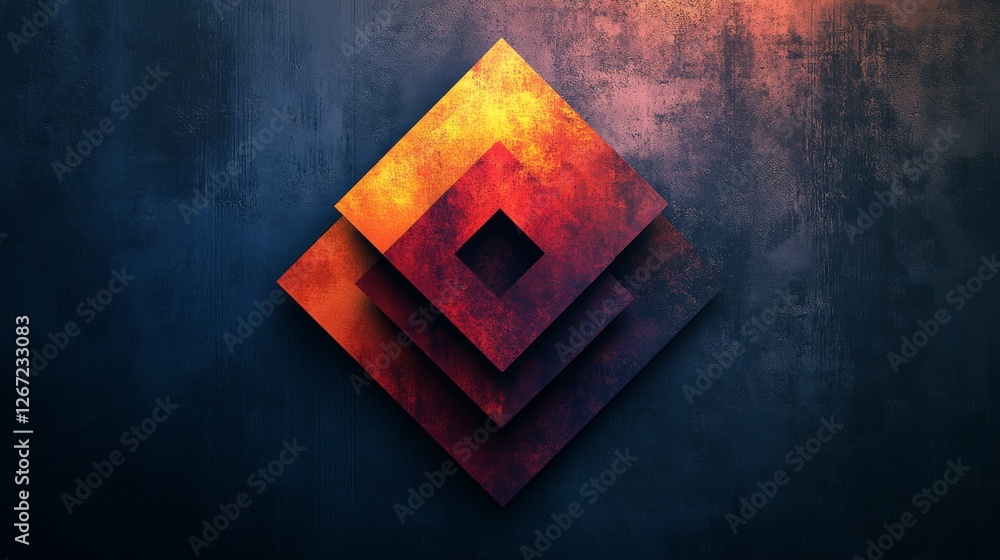 Poster abstract geometric composition: layered squares on a textured background