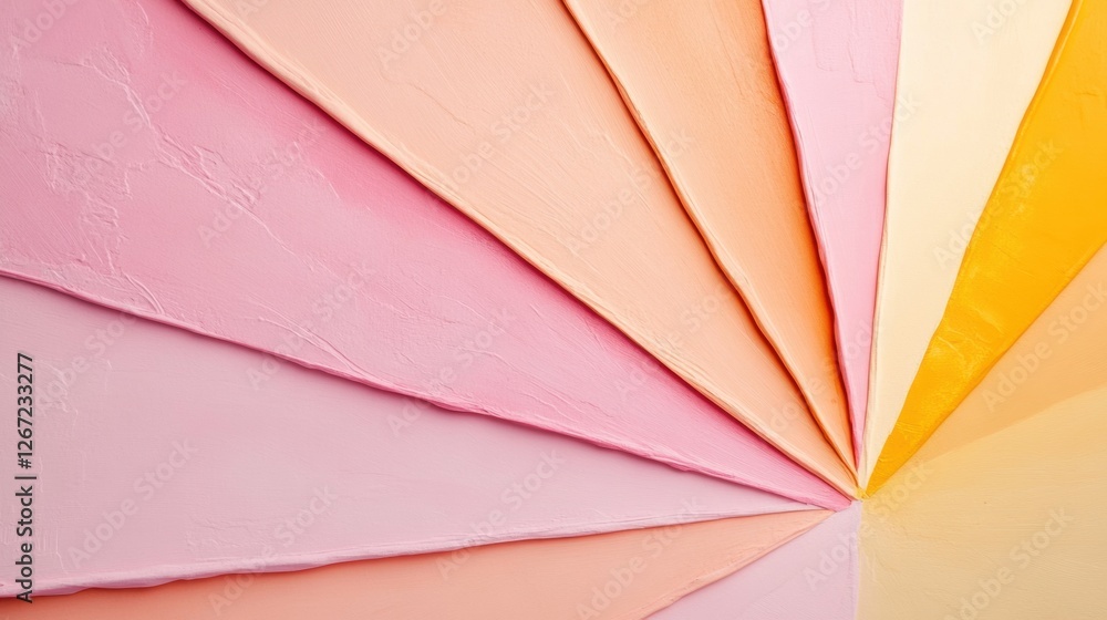 Poster colorful abstract geometric design featuring layers of textured paint in various shades on a flat su