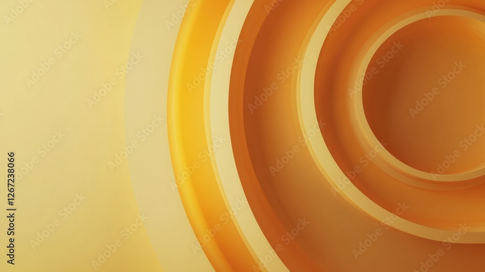 Poster Warm concentric circles create a soothing abstract design in bright golden hues. Generative AI