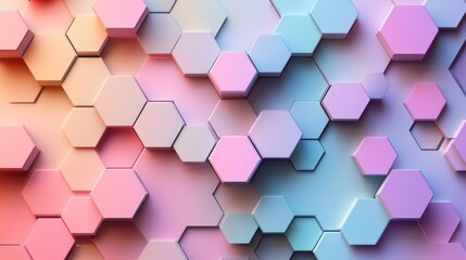 Abstract arrangement of raised colorful hexagonal shapes creating a pattern