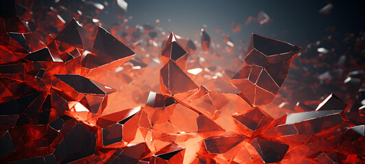 abstract fragmented shapes red and white, ai generative