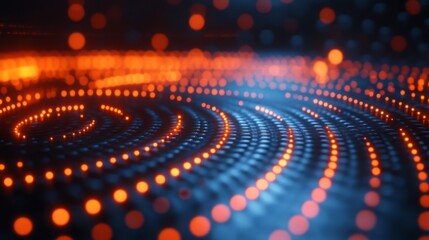 Abstract rendering showing swirling patterns of orange light on blue