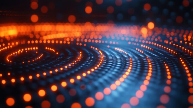 Abstract rendering showing swirling patterns of orange light on blue