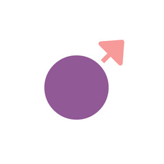 Stylized Male Symbol in Lavender and Salmon Hue