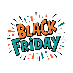 Colorful Black Friday Sale Text with Abstract Shapes Illustration