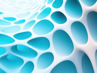 Obraz premium Futuristic Tunnel-Like Structure with White and Blue Mesh