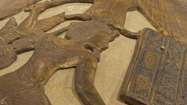 Ancient Egyptian Gods and Pharaohs - sarcophagus, symbols, adorned temples, tombs, monuments. Images of antique history.