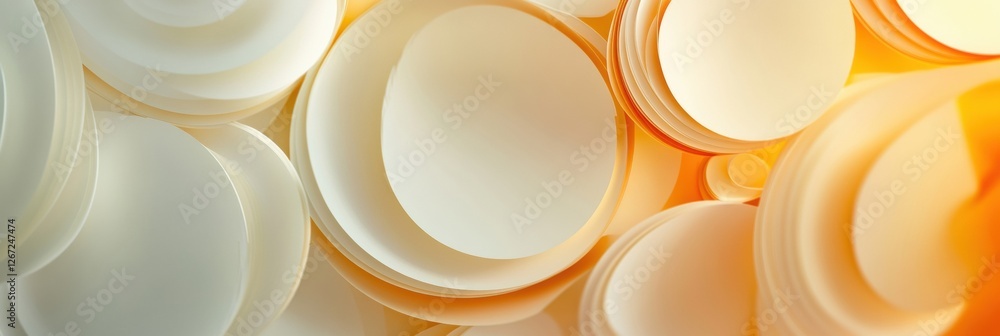 Fototapete Abstract composition of layered circular shapes in warm tones creating a sense of depth and texture in modern design. Generative AI