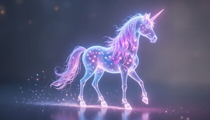 Enchanting Glowing Unicorn in a Starlit Realm
