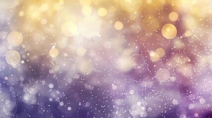 A soft, blurred background of pastel purple, yellow, and white bokeh circles and sparkles.