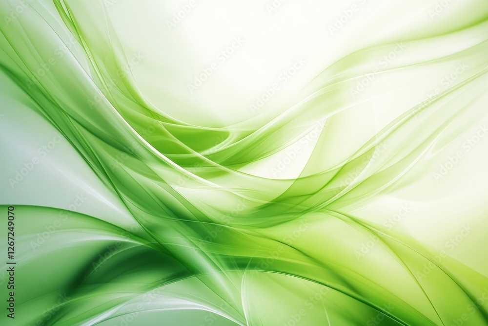Poster Swirling green abstract pattern creates a calm and soothing atmosphere in bright light. Generative AI