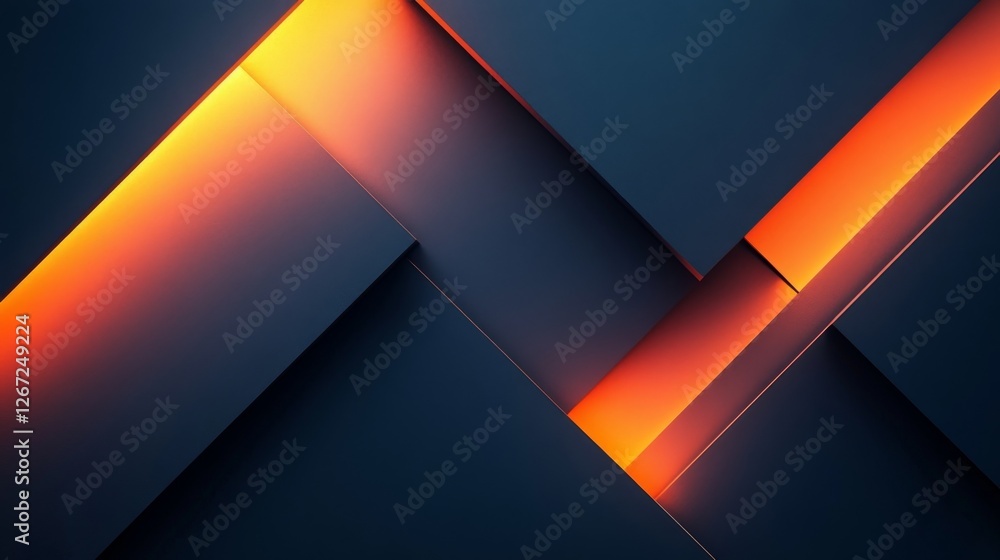 Poster abstract geometric shapes with orange illumination create a modern design
