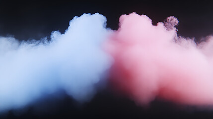 Naklejka premium Abstract Collision of Blue and Pink Fog in Dark Space Evokes Fantasy and Duality of Emotions